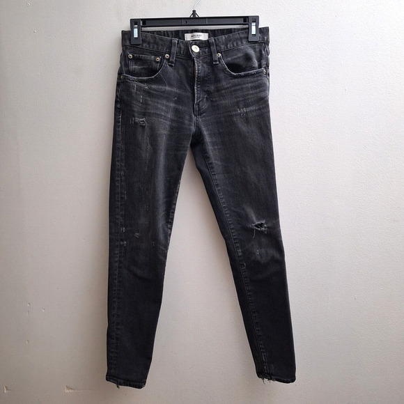 Moussy Vintage Faded Black Distressed Skinny Jeans Size 25 Mid Rise Stretch - Picture 1 of 8